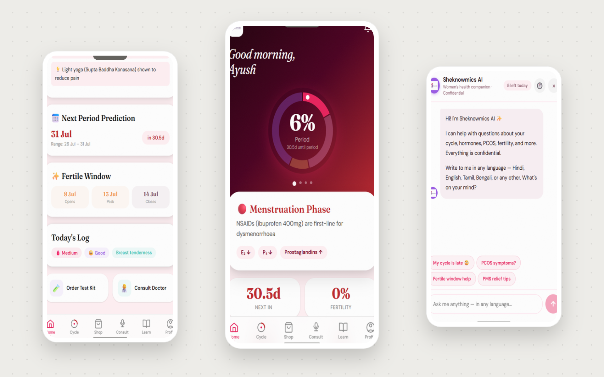Sheknowmics mobile app screens